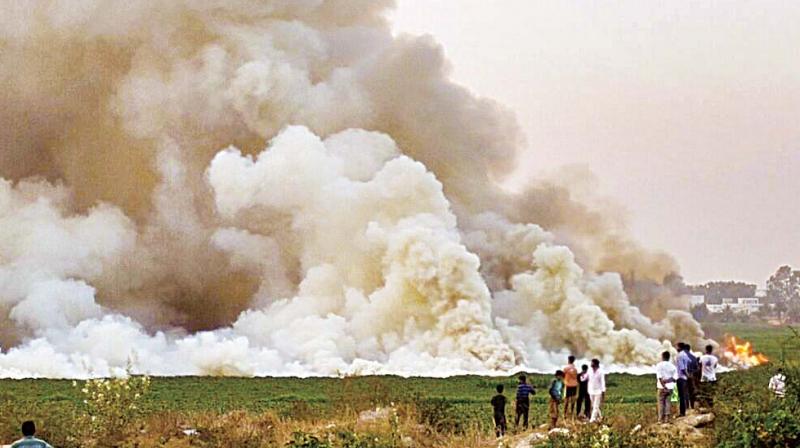 Thick smoke billowing from the lake on Thursday Thick smoke billowing from the lake on Thursday