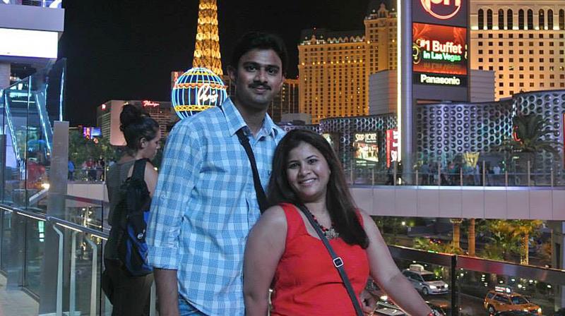 Srinivas Kuchibhotla, left, poses for photo with his wife Sunayana Dumala in Las Vegas. (Photo: AP) Srinivas Kuchibhotla, left, poses for photo with his wife Sunayana Dumala in Las Vegas. (Photo: AP)