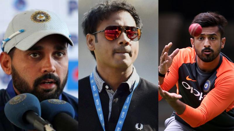 Karun Nair, who was dropped from the Indian squad for the West Indies Test series, and Murali Vijay, who was dropped from the squad for the last two Tests of the five-match series against England, spoke to the media about alleged “lack of communication” on the part of the selection committee, a charge emphatically denied by the chairman of selectors MSK Prasad himself. (Photo: BCCI / PTI / AP) Karun Nair, who was dropped from the Indian squad for the West Indies Test series, and Murali Vijay, who was dropped from the squad for the last two Tests of the five-match series against England, spoke to the media about alleged “lack of communication” on the part of the selection committee, a charge emphatically denied by the chairman of selectors MSK Prasad himself. (Photo: BCCI / PTI / AP)