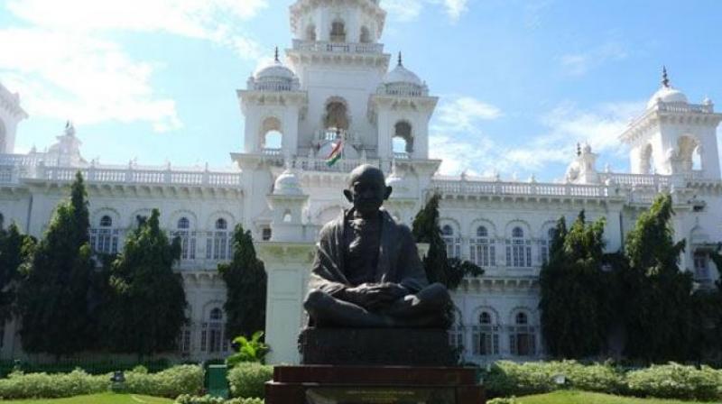The main opposition in Telangana, Congress, held protests both within and outside the Legislative Assembly on the opening day of the session. (Photo: File | PTI) The main opposition in Telangana, Congress, held protests both within and outside the Legislative Assembly on the opening day of the session. (Photo: File | PTI)