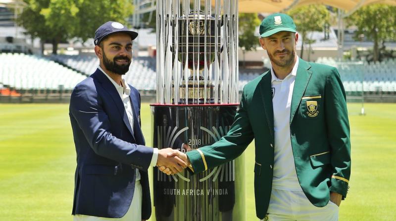 Indian captain Virat Kohli and his South African counterpart Faf du Plessis made the donation of 100,000 Rand to the Gift of the Givers Foundation. (Photo: BCCI / Twitter) Indian captain Virat Kohli and his South African counterpart Faf du Plessis made the donation of 100,000 Rand to the Gift of the Givers Foundation. (Photo: BCCI / Twitter)