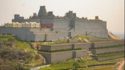 We have been working here for three to four months now. Some of Of the total 1,050 members, over 50 workers have been toiling hard at the sanctum sanctorum. (DC Image)us have been involved in the gold plating works while most have been assigned with designing and installing the Kalasams, said a Tamil Nadu-based worker. —  DC Image