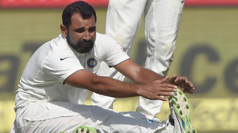 After the Mohali Test against England, Indian pacer Mohammed Shami felt a bit of soreness in his knee. (Photo: AFP) After the Mohali Test against England, Indian pacer Mohammed Shami felt a bit of soreness in his knee. (Photo: AFP)