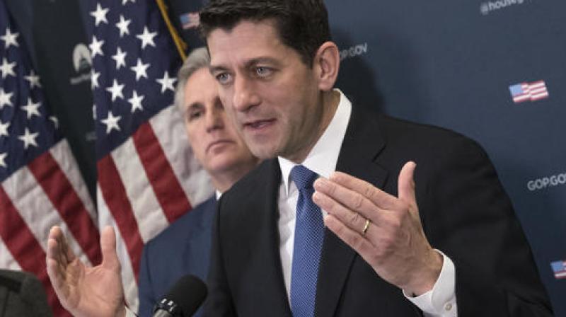 House Speaker Paul Ryan, accompanied by House Majority Leader Kevin McCarthy, meets with reporters on Capitol Hill in Washington, Tuesday to discuss efforts to replace the Affordable Care Act. (Photo: AP) House Speaker Paul Ryan, accompanied by House Majority Leader Kevin McCarthy, meets with reporters on Capitol Hill in Washington, Tuesday to discuss efforts to replace the Affordable Care Act. (Photo: AP)