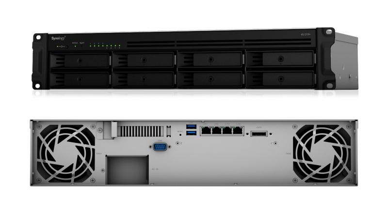 Featuring the capability to fit in a 2-post rack due to its 12-inch depth, RS1219+ allows running a business from limited space without unnecessary investment in rail kits or server facilities. Featuring the capability to fit in a 2-post rack due to its 12-inch depth, RS1219+ allows running a business from limited space without unnecessary investment in rail kits or server facilities.
