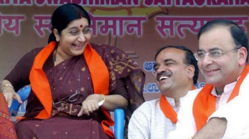 Sushma Swaraj and Arun Jaitley passed away in quick succession in August 2019, in a span of 18 days, leaving a void in the party that may be difficult to fill for a long time to come. (Photo: AFP) Sushma Swaraj and Arun Jaitley passed away in quick succession in August 2019, in a span of 18 days, leaving a void in the party that may be difficult to fill for a long time to come. (Photo: AFP)