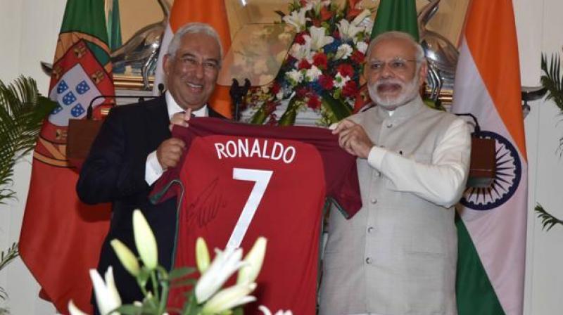 The jersey was personally signed by Ronaldo. (Photo: Twitter/@PMOIndia) The jersey was personally signed by Ronaldo. (Photo: Twitter/@PMOIndia)