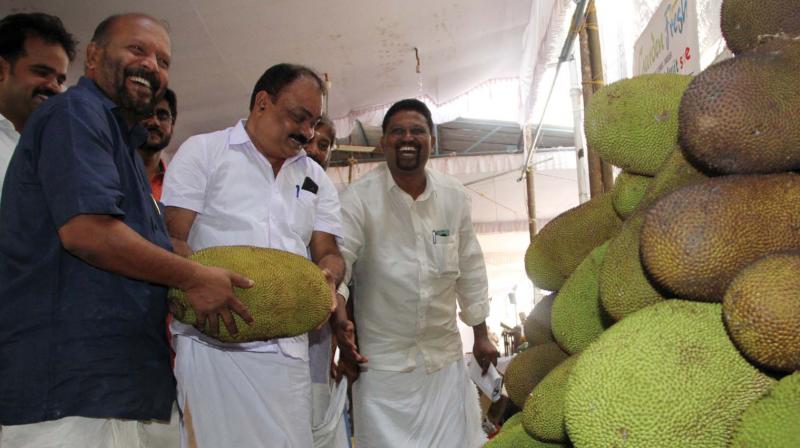Minister V .S. Sunilkumar visits the fruits' festival at Thrissur Town Hall on Saturday. Minister V .S. Sunilkumar visits the fruits' festival at Thrissur Town Hall on Saturday.