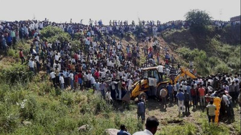 Bus falls in gorge in Madhya Pradesh’s Ratlam district. (Photo: PTI) Bus falls in gorge in Madhya Pradesh’s Ratlam district. (Photo: PTI)