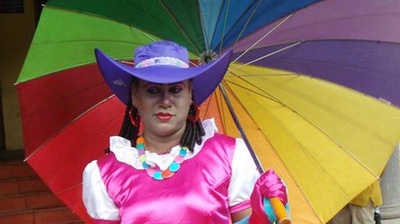 Sweet Maria is seen during the 2010 Queer Pride March in Thiruvananthapuram. The TG person was murdered in 2012 but the police did not bother to take it as a crime against a transgender. Media shied away from making a mention of her gender identity Sweet Maria is seen during the 2010 Queer Pride March in Thiruvananthapuram. The TG person was murdered in 2012 but the police did not bother to take it as a crime against a transgender. Media shied away from making a mention of her gender identity