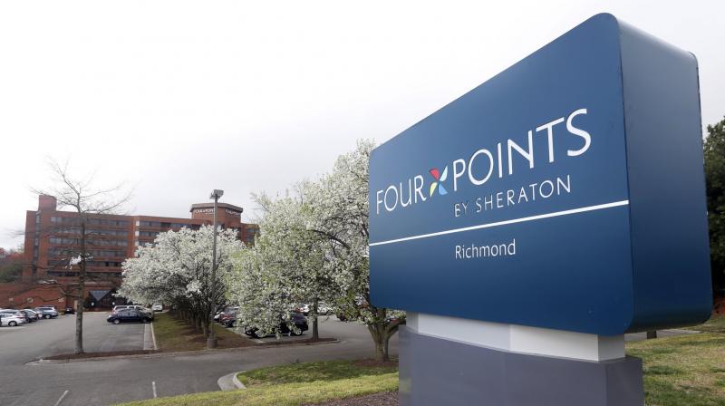 This March 25, 2016, file photo shows the sign at the Four Points Sheraton Hotel in Richmond, Va. The information of as many as 500 million guests at Starwood hotels has been compromised and Marriott said that it’s discovered that unauthorized access to data within its Starwood network has been taking place since 2014. The company said Friday, Nov. 30, 2018, that credit card numbers and expiration dates of some guests may have been taken. (AP Photo/Steve Helber, File) This March 25, 2016, file photo shows the sign at the Four Points Sheraton Hotel in Richmond, Va. The information of as many as 500 million guests at Starwood hotels has been compromised and Marriott said that it’s discovered that unauthorized access to data within its Starwood network has been taking place since 2014. The company said Friday, Nov. 30, 2018, that credit card numbers and expiration dates of some guests may have been taken. (AP Photo/Steve Helber, File)