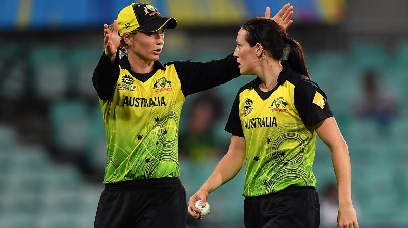 Megan Schutt (right) receiving instructions from her skipper Rachael Haynes during a T20 World Cup match in Sydney. AFP Photo Megan Schutt (right) receiving instructions from her skipper Rachael Haynes during a T20 World Cup match in Sydney. AFP Photo