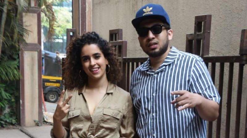 Sanya Malhotra with rapper Naezy. Sanya Malhotra with rapper Naezy.