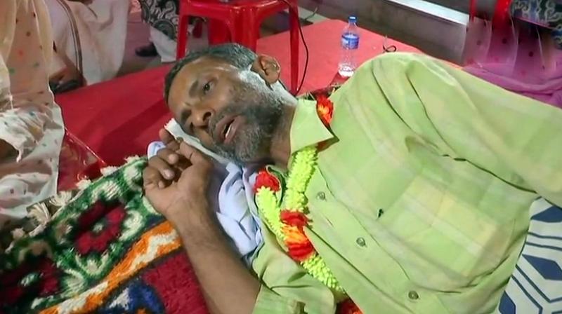 Social activist Stephen Mathews is on a hunger strike for the past six days demanding the arrest of rape accused Jalandhar Bishop Franco Mulakkal. (Photo: Twitter | ANI) Social activist Stephen Mathews is on a hunger strike for the past six days demanding the arrest of rape accused Jalandhar Bishop Franco Mulakkal. (Photo: Twitter | ANI)