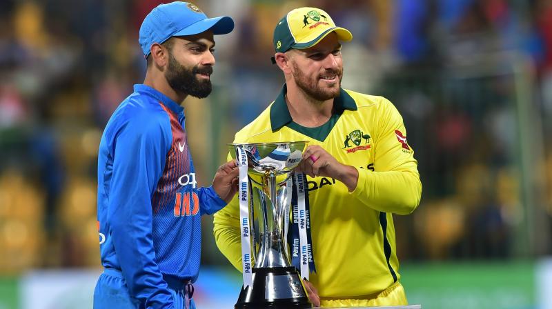 The Indians got off to a rocky start, losing openers Rohit Sharma and Shikhar Dhawan (21) early in the innings. (Photo: PTI) The Indians got off to a rocky start, losing openers Rohit Sharma and Shikhar Dhawan (21) early in the innings. (Photo: PTI)