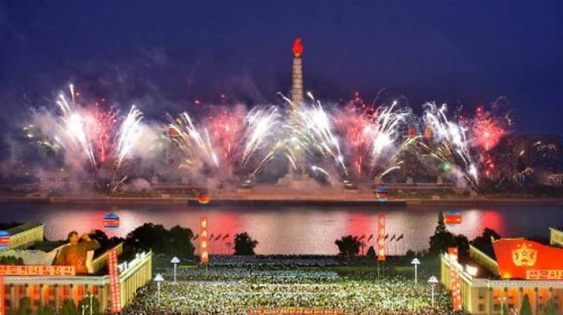 North Korea's official Korean Central News Agency (KCNA) shows fireworks displaying while Pyongyang residents and military people holding a celebration rally on the test of a hydrogen bomb for ICBM at Kim Il Sung Square in Pyongyang. (Photo: AFP) North Korea's official Korean Central News Agency (KCNA) shows fireworks displaying while Pyongyang residents and military people holding a celebration rally on the test of a hydrogen bomb for ICBM at Kim Il Sung Square in Pyongyang. (Photo: AFP)