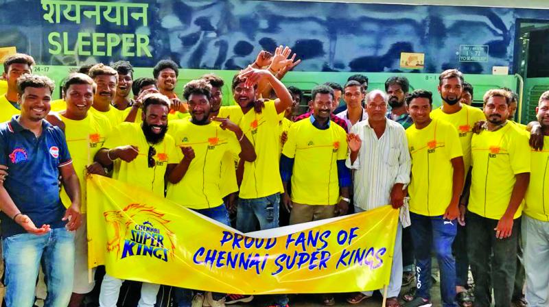 Fans of Chennai Super Kings leave in a special train to Pune from Chennai. (Photo: CSK) Fans of Chennai Super Kings leave in a special train to Pune from Chennai. (Photo: CSK)