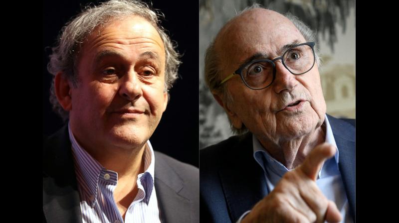 Disgraced FIFA president Sepp Blatter and former UEFA chief Michel Platini. (Photo: AFP)