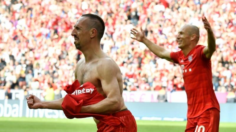 The star pair of Ribery and Robben played their final match for the club on Saturday and both these footballers scored for Munich, ensuring team's 5-1 win in the finals over Eintracht Frankfurt. (Photo: AFP) The star pair of Ribery and Robben played their final match for the club on Saturday and both these footballers scored for Munich, ensuring team's 5-1 win in the finals over Eintracht Frankfurt. (Photo: AFP)