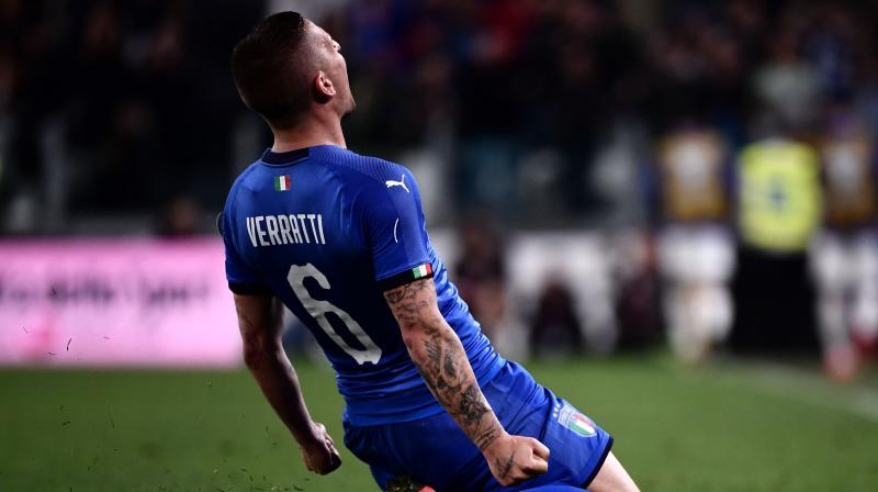 Verratti curled home on 86 minutes to earn a fourth win in as many attempts for Italy (Photo: AFP) Verratti curled home on 86 minutes to earn a fourth win in as many attempts for Italy (Photo: AFP)