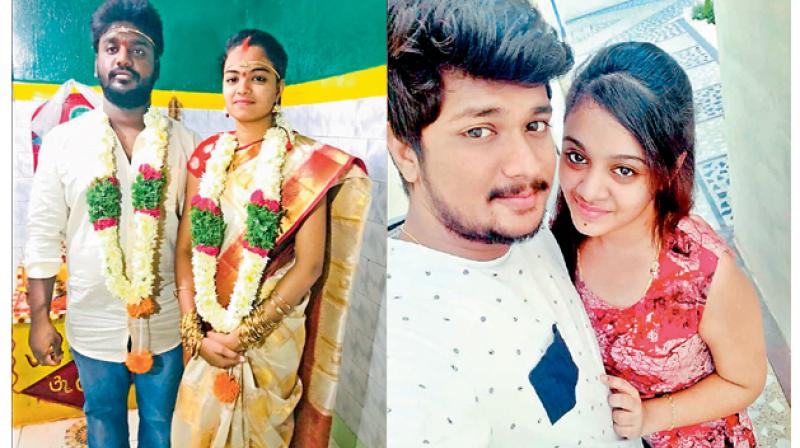 (left) Sandeep and Madhavi. (right) Pranay and Amrutha (left) Sandeep and Madhavi. (right) Pranay and Amrutha