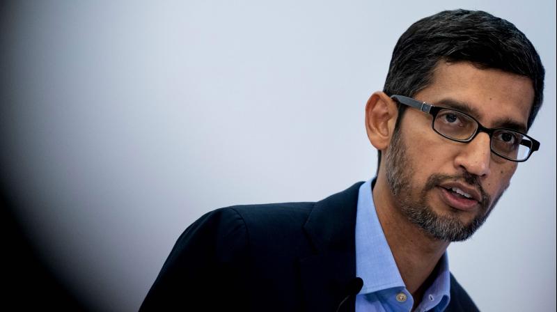 Profit of Alphabet, of which too Sundar Pichai is CEO, slumped some 30 percent to $6.96 billion from a year back for the online giant that relies on digital advertising for most of its income. (Photo | AFP)