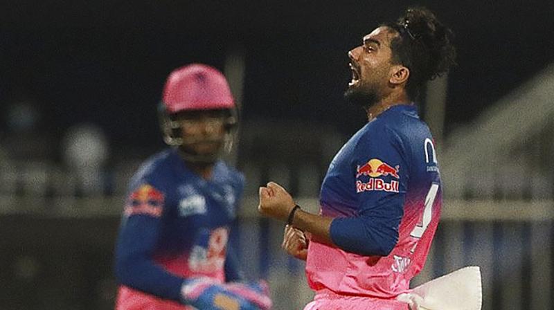 CSK could score only 200 for 6 with Faf du Plessis scoring 72 off 37 ball with the help of seven sixes. Mahendra Singh Dhoni scored 29 off 17 balls but it was the Royals’ Rahul Tewatia’s leg breaks that caused a lot of damage to the top order. Tewatia took 3 for 37 in his four overs while Archer bowled a briliant 19th over to seal the match. In this photo, Rajasthan Royals' Rahul Tewatia celebrates the dismissal of Chennai Super Kings' Shane Watson. (Photo | PTI) CSK could score only 200 for 6 with Faf du Plessis scoring 72 off 37 ball with the help of seven sixes. Mahendra Singh Dhoni scored 29 off 17 balls but it was the Royals’ Rahul Tewatia’s leg breaks that caused a lot of damage to the top order. Tewatia took 3 for 37 in his four overs while Archer bowled a briliant 19th over to seal the match. In this photo, Rajasthan Royals' Rahul Tewatia celebrates the dismissal of Chennai Super Kings' Shane Watson. (Photo | PTI)