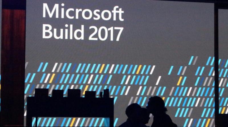This image shows the stage of the Microsoft Build developers conference in Seattle, Washington on May 11, 2017, where the tech giant unveiled new hardware for "mixed reality" computing (Photo: AFP) This image shows the stage of the Microsoft Build developers conference in Seattle, Washington on May 11, 2017, where the tech giant unveiled new hardware for "mixed reality" computing (Photo: AFP)