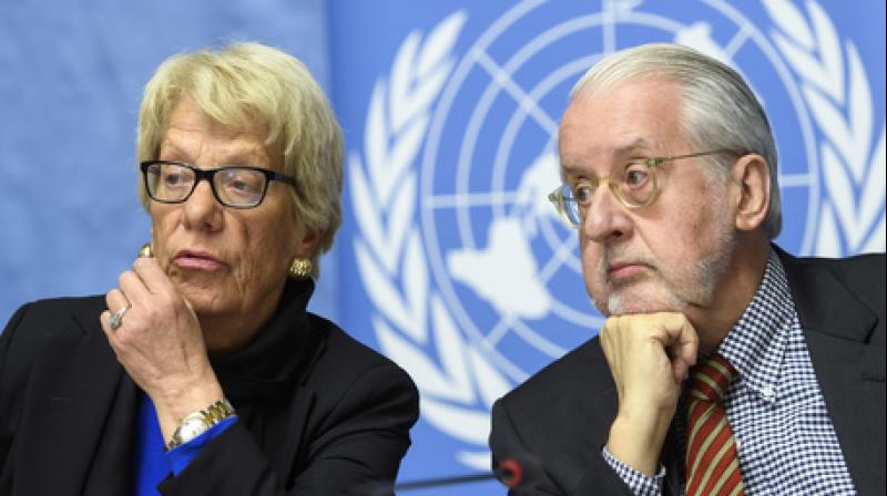 Paulo Pinheiro, right, Chairperson, Independent Commission of Inquiry on the Syrian Arab Republic and Carla del Ponte, left, Member of the Independent Commission of Inquiry on the Syrian Arab Republic. (Photo: AP) Paulo Pinheiro, right, Chairperson, Independent Commission of Inquiry on the Syrian Arab Republic and Carla del Ponte, left, Member of the Independent Commission of Inquiry on the Syrian Arab Republic. (Photo: AP)