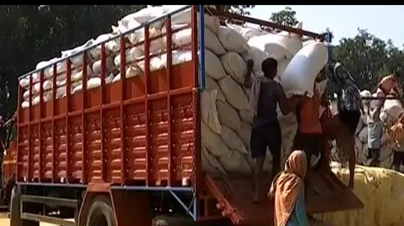 A paddy procurement centre in Odishas Koraput district