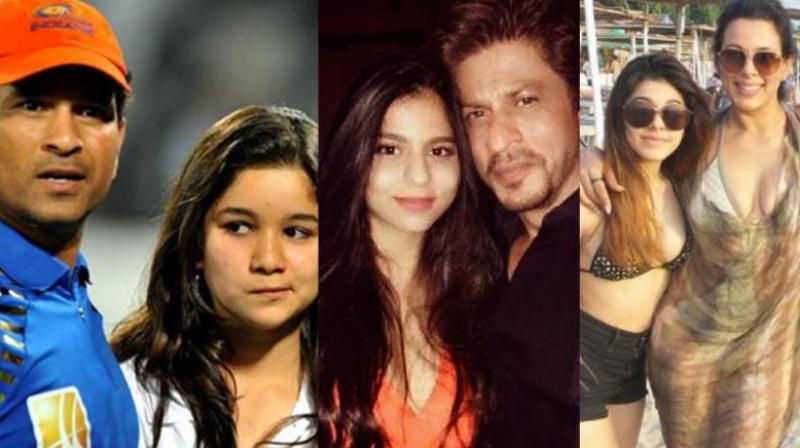Suhana Khan and Sara Tendulkar, Shah Rukh Khan and Suhana; Pooja Bedi and Aalia Bedi Suhana Khan and Sara Tendulkar, Shah Rukh Khan and Suhana; Pooja Bedi and Aalia Bedi