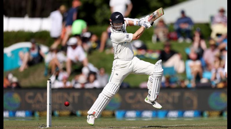 New Zealand captain Kane Williamson plays a shot on Day Two of their second Test against Pakistan at Hagley Oval in Christchurch on Monday.  AFP