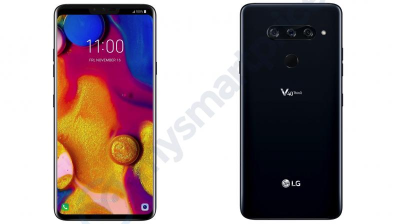 The LG V40 ThinQ is expected to come with a P-OLED display with two cameras and speaker on top. (Source: MySmartprice) The LG V40 ThinQ is expected to come with a P-OLED display with two cameras and speaker on top. (Source: MySmartprice)