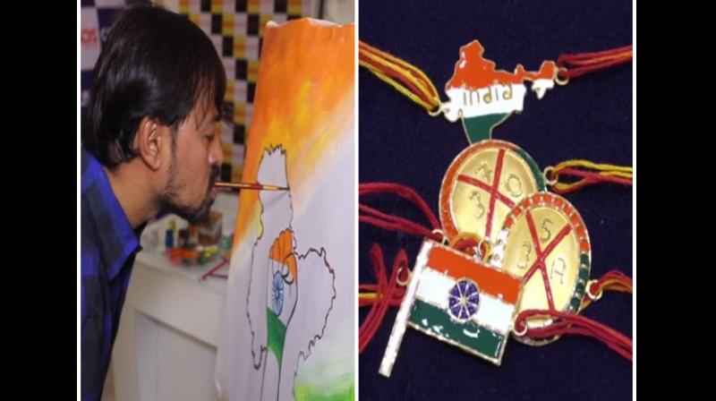 As Independence Day is all set to be celebrated with Raksha Bandhan this year on August 15, the markets and jewellery shops are displaying the colour of nationalism while representing the current political mood in the country. (Photo: ANI) As Independence Day is all set to be celebrated with Raksha Bandhan this year on August 15, the markets and jewellery shops are displaying the colour of nationalism while representing the current political mood in the country. (Photo: ANI)