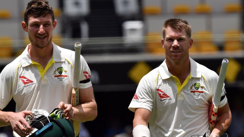 David Warner and newcomer Cameron Bancroft got the required runs in a 173-run opening stand to smash an 87-year-old record for the all-time highest unbeaten opening partnership in a successful Test chase. (Photo: AFP) David Warner and newcomer Cameron Bancroft got the required runs in a 173-run opening stand to smash an 87-year-old record for the all-time highest unbeaten opening partnership in a successful Test chase. (Photo: AFP)