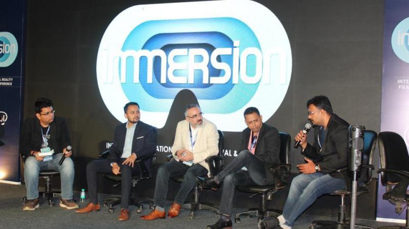 Among the industry personalities who spoke at immersion were Chaitanya Chunduri, Country Lead, India - AR/VR, Google, Nathan Gaydhani, Immersive Professional Services Consultant SystemActice,Arnav Neel (Blippar- MD), Apul Nahata Kalpnik VR -Co Founder, Miheer Walavalkar—LivelikeVR Founder-Ceo, Pankaj Raut from NXG Dimension- Ajnalens and other. Among the industry personalities who spoke at immersion were Chaitanya Chunduri, Country Lead, India - AR/VR, Google, Nathan Gaydhani, Immersive Professional Services Consultant SystemActice,Arnav Neel (Blippar- MD), Apul Nahata Kalpnik VR -Co Founder, Miheer Walavalkar—LivelikeVR Founder-Ceo, Pankaj Raut from NXG Dimension- Ajnalens and other.