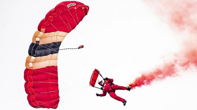 As soon as the men landed to deliver the balls, a few fans captured and shared the video on the social media site. As soon as the men landed to deliver the balls, a few fans captured and shared the video on the social media site.