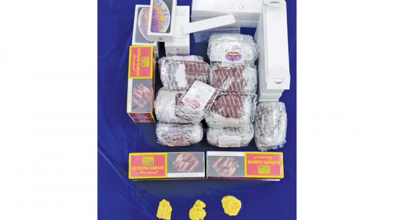 Totally, goods valued at Rs 16 lakh were recovered and seized under the provisions of Customs Act 1962. Totally, goods valued at Rs 16 lakh were recovered and seized under the provisions of Customs Act 1962.