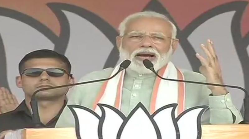 Prime Minister Narendra Modi on Sunday accused the Congress of hatching the 'Hindu terror' conspiracy to defame the country's religious heritage. (Photo: ANI twitter) Prime Minister Narendra Modi on Sunday accused the Congress of hatching the 'Hindu terror' conspiracy to defame the country's religious heritage. (Photo: ANI twitter)