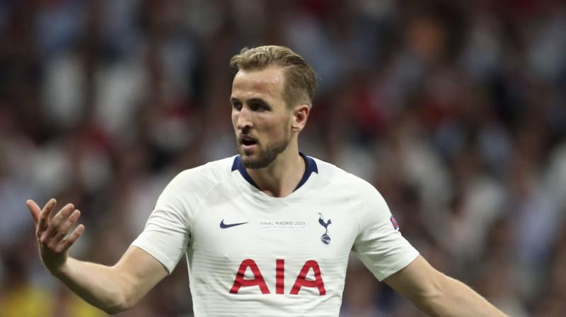 Tottenham's Harry Kane gestures during the Champions League final soccer match between Tottenham Hotspur and Liverpool at the Wanda Metropolitano Stadium in Madrid, Saturday, June 1, 2019. (AP Photo/Francisco Seco) Tottenham's Harry Kane gestures during the Champions League final soccer match between Tottenham Hotspur and Liverpool at the Wanda Metropolitano Stadium in Madrid, Saturday, June 1, 2019. (AP Photo/Francisco Seco)