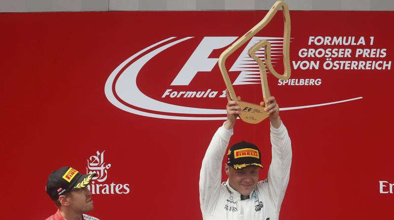 Valtteri Bottas came home 0.658 seconds clear of Sebastian Vettel, who increased his lead ahead of Lewis Hamilton in the drivers championship to 20 points. (Photo: AP) Valtteri Bottas came home 0.658 seconds clear of Sebastian Vettel, who increased his lead ahead of Lewis Hamilton in the drivers championship to 20 points. (Photo: AP)