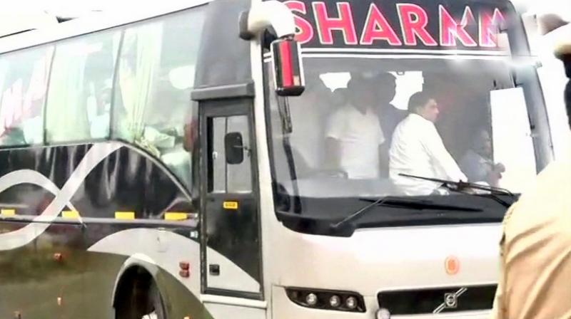 Congress that had moved its legislators to Eagleton resort near Bengaluru on Wednesday has now decided to move them out of Karnataka, say reports. (Photo: ANI/Twitter) Congress that had moved its legislators to Eagleton resort near Bengaluru on Wednesday has now decided to move them out of Karnataka, say reports. (Photo: ANI/Twitter)