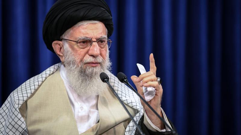 Iranian Supreme leader, Supreme Leader Ayatollah Ali Khamenei addresses the nation in a televised speech. (AP)