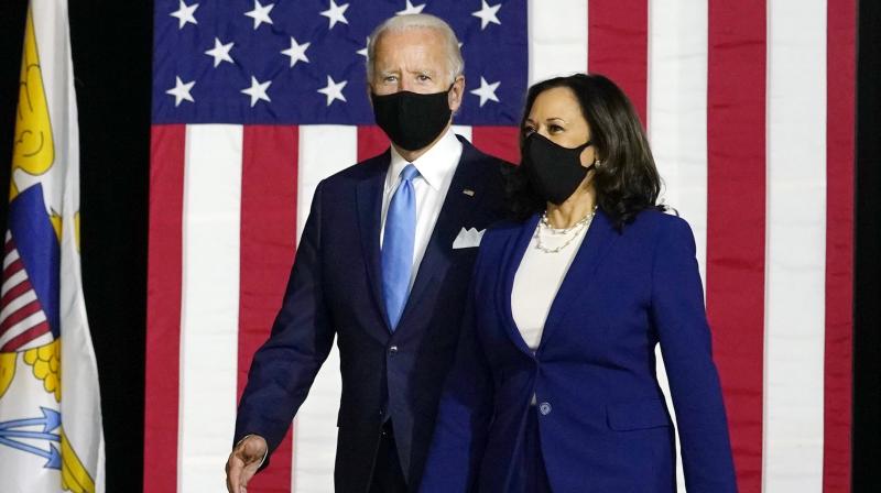 Democratic presidential candidate former Vice President Joe Biden and his running mate Senator Kamala Harris. (AP)