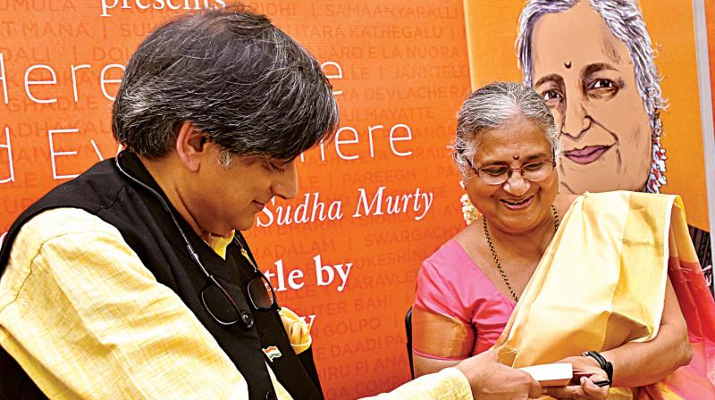 MP Shashi Tharoor at the book launch of Sudha Murty’s 200th published titled Here, There and Everywhere at Sapna Book House on Friday (Image: Omprakash) MP Shashi Tharoor at the book launch of Sudha Murty’s 200th published titled Here, There and Everywhere at Sapna Book House on Friday (Image: Omprakash)