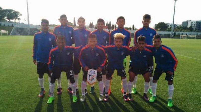 Late goals by Jitendra and Shahajahan in the second half saw India restore parity after Benfica surged ahead with two quick goals. (Photo: AIFF/ Twitter) Late goals by Jitendra and Shahajahan in the second half saw India restore parity after Benfica surged ahead with two quick goals. (Photo: AIFF/ Twitter)