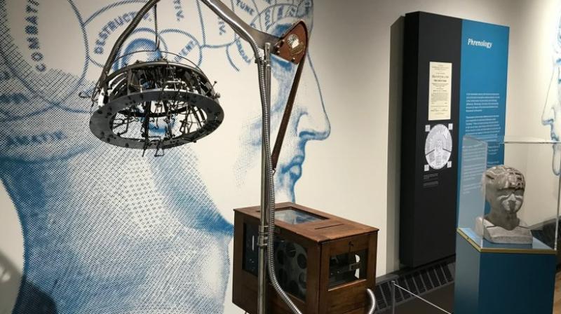 In this photo, a 19th-century device used by psychologists is displayed at the National Museum of Psychology in Akron, Ohio. The skullcap was supposed to measure the bumps on a person’s head to determine mental traits. (Photo: AP) In this photo, a 19th-century device used by psychologists is displayed at the National Museum of Psychology in Akron, Ohio. The skullcap was supposed to measure the bumps on a person’s head to determine mental traits. (Photo: AP)
