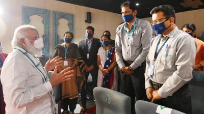Modi at Bharat Biotech in Hyderabad. — DC File Image
