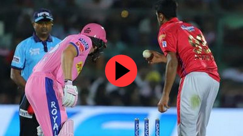 Kings XI Punjab skipper Ravi Ashwin ran into bowl but didn't release the ball, instead taking off the bails at the non-striker's end of the pitch while Rajasthan Royals batter Jos Buttler was out of his crease. (Photo: IPL) Kings XI Punjab skipper Ravi Ashwin ran into bowl but didn't release the ball, instead taking off the bails at the non-striker's end of the pitch while Rajasthan Royals batter Jos Buttler was out of his crease. (Photo: IPL)