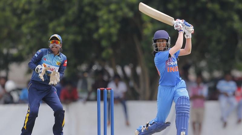In reply, Rodrigues anchored the chase with six boundaries and two huge sixes adding 53 runs for the fourth wicket with Harmanpreet (24). (Photo: AP) In reply, Rodrigues anchored the chase with six boundaries and two huge sixes adding 53 runs for the fourth wicket with Harmanpreet (24). (Photo: AP)